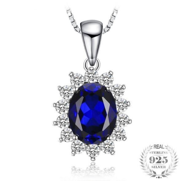 Princess Diana 2.6ct Blue Sapphire Pendant - Picture 4 of 5